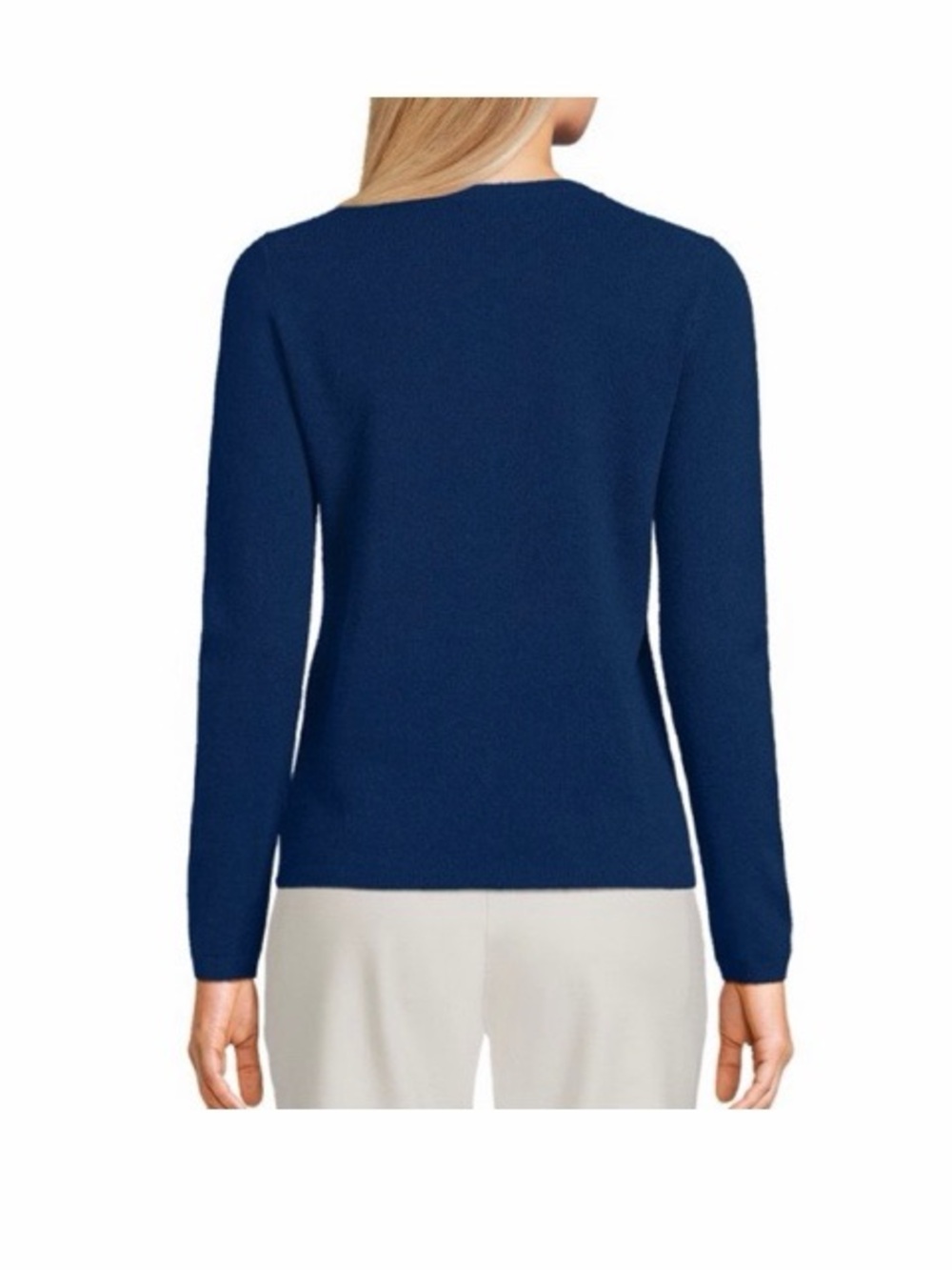 Lands’ End Cashmere Cardigan Sweater In Deep Sea Navy - Picture 5 of 6
